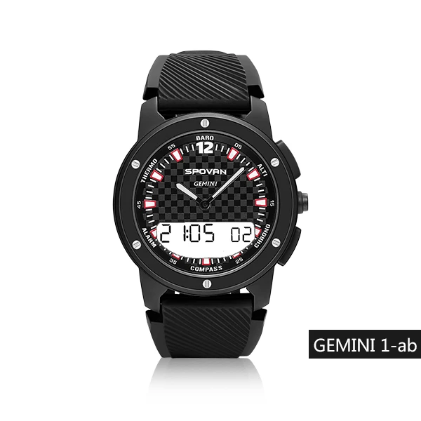 SPOVAN GEMINI мужские спортивные часы с двойным дисплеем, многофункциональные Компас/водонепроницаемый/светодиодный, с подсветкой, для альпинизма, наручные часы - Цвет: p2