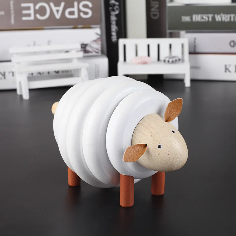 DIY маленькая овечка Строительные Деревянные блоки головоломка натуральные