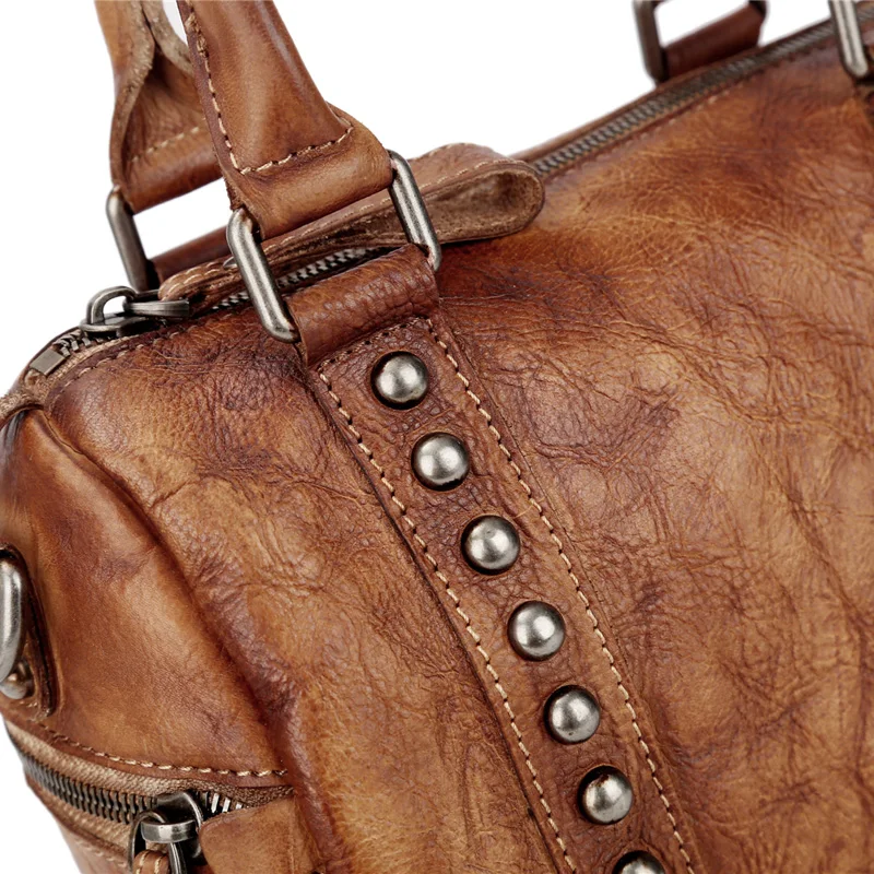 Сумка-мессенджер ручной работы MANJH из натуральной кожи с зернистой поверхностью