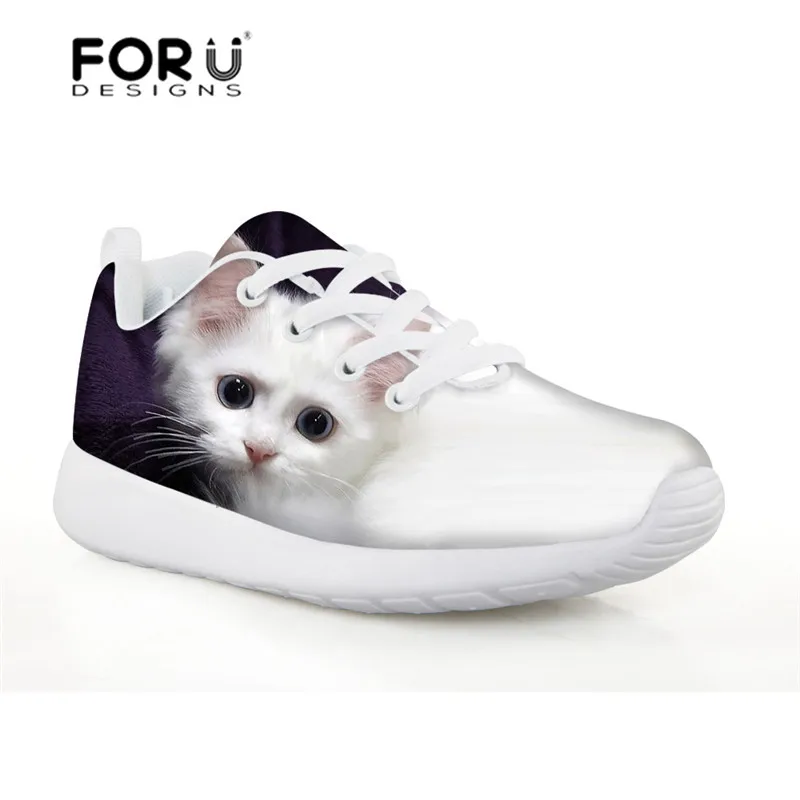 FORUDESIGNS/Детские кроссовки с принтом котенка сиамской кошки для девочек спортивная