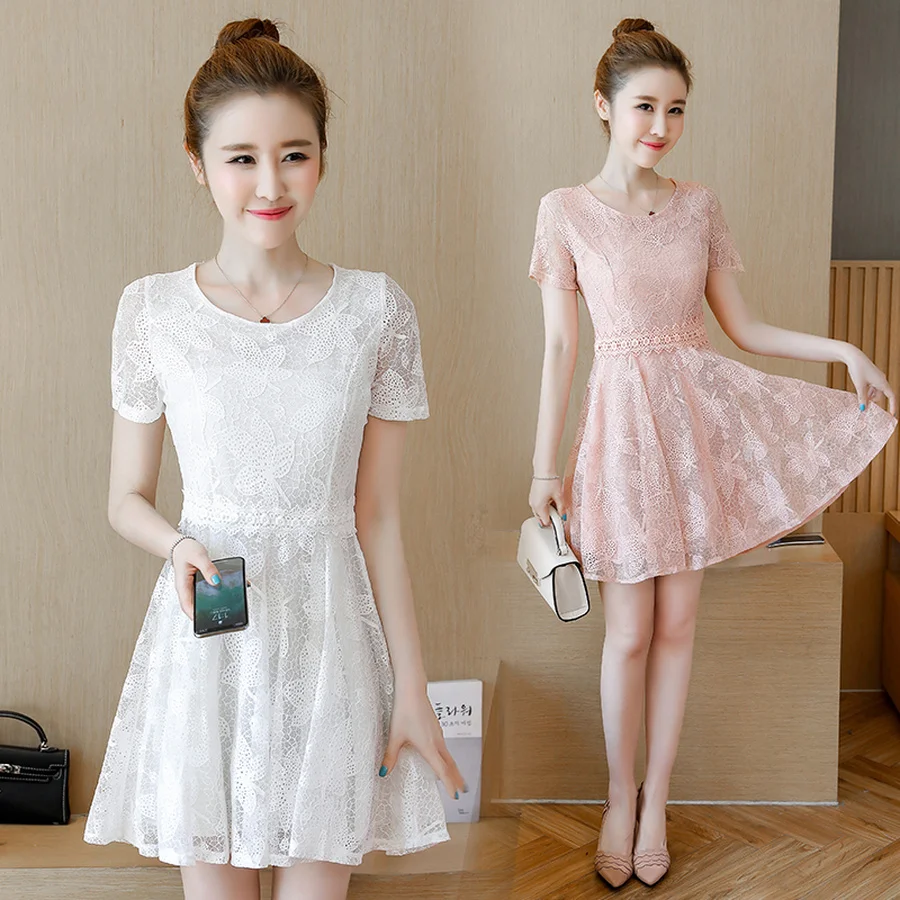 2019 корейское винтажное белое кружевное Клубное летнее платье размера плюс