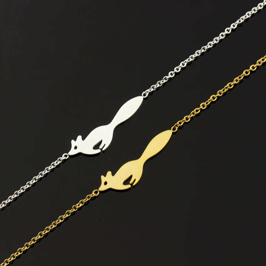 Браслеты из нержавеющей стали в виде лисы для женщин подарки золотого и