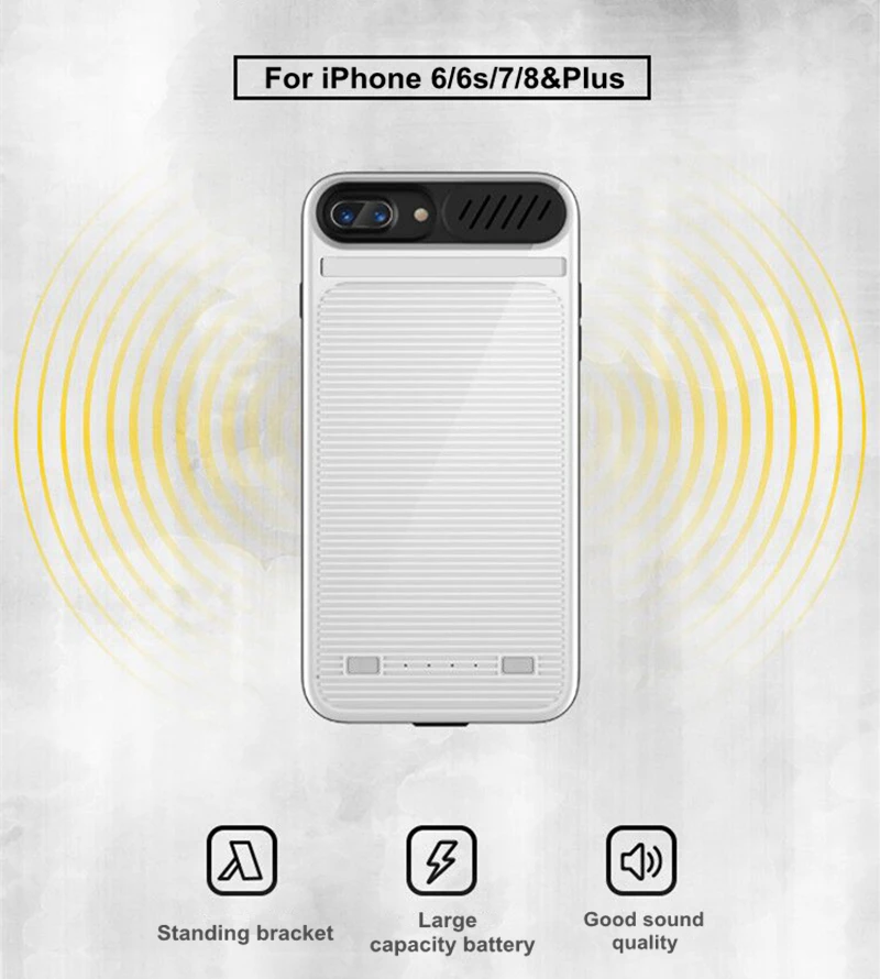 5800 мач динамик зарядное устройство чехол для iPhone 6 6s 7 8 корпус питания 8200 мАч Внешний блок питания для iPhone 6s 7 8 Plus чехол