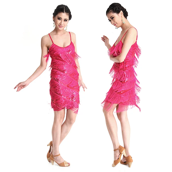 

Hot Fashion Women Latin Dance Dress Fringed Tassel Sexy Pole Ball Costumes