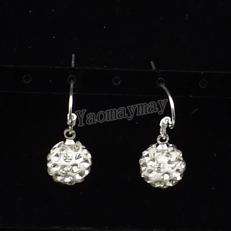 

24 Pairs Cheap White Crystal Drop Earrings Silver Plated For Women Free Shipping