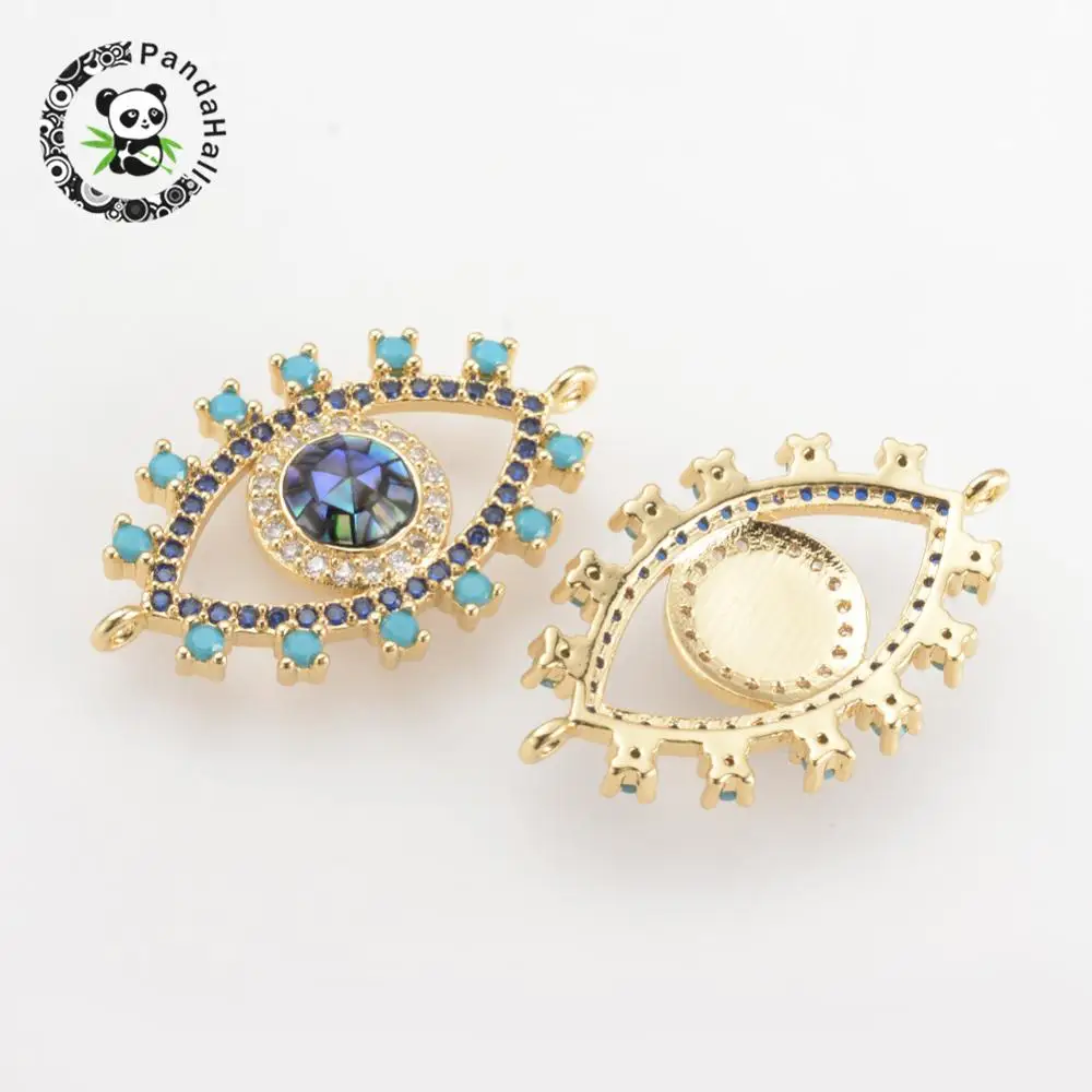 

1pc Eye shape Metal Micro Pave Cubic Zirconia Links for diy Necklace Pendants Making Accessories 19x31.5x4mm Hole: 1.5mm