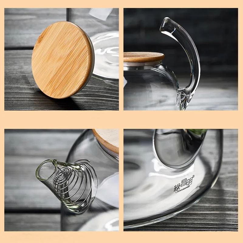 600ml/1000L Creative Handle Teapot Transparent Heat Resistant Glass Boiling Water Pot / Chinese Kung Fu Tea Set Drinkware Kettle | Дом и сад