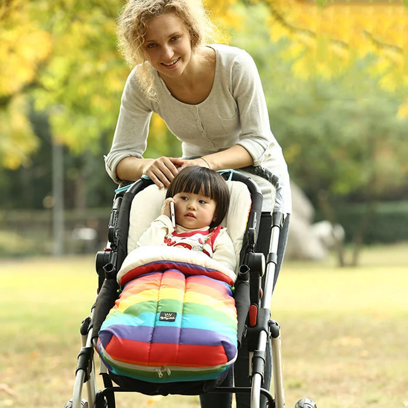 Baby Stroller Sleeping Bag Newborn Warm Rainbow Winter Envelope For Pram Kids Toddler Sleep Sack Swaddle Cart Set Bedding |