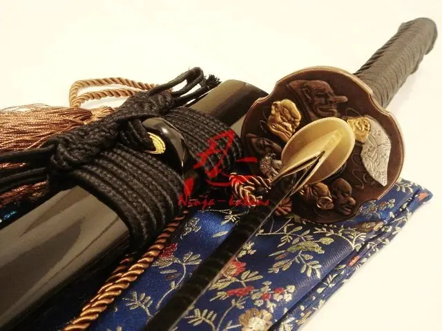 Закаленная глина shobu zukuri kissaki katana demon tsuba sword flamy hamon | Дом и сад