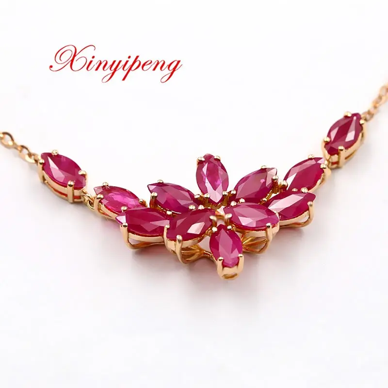 Xin yi кулон из розового золота 18 К инкрустированная натуральным Рубином цепочка до