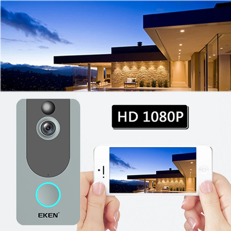 Eken V7 дверной звонок, камера 1080 P беспроводной дверной Звонок IP Smart Беспроводной безопасности ели обнаружения движения сигнализации Cloud storage Колокольчик для дома