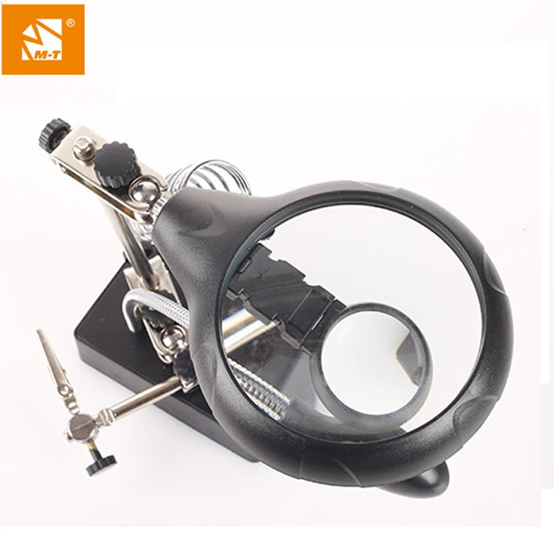 M-Triangle Welding Magnifying Glass with 5 LED Auxiliary Clip Magnifier 3.5X-12X Lens Soldering Repair Tool | Инструменты