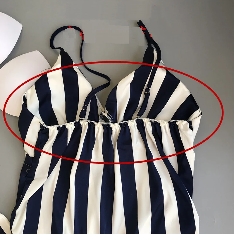 Одежда для сна Сексуальная Полосатый Для женщин пижамы шелковые Pijama элегантные