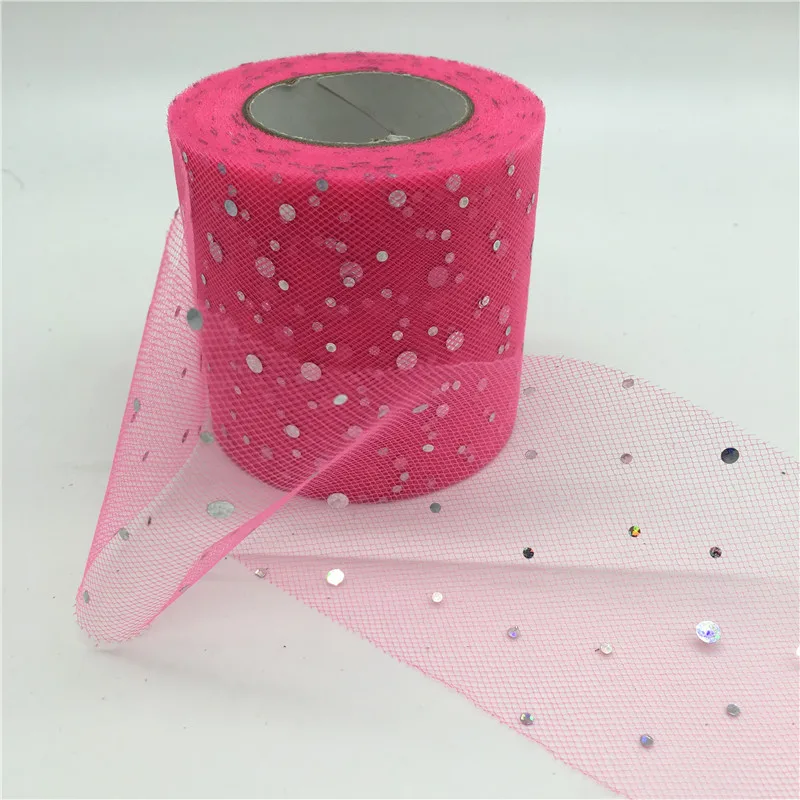 

23m/lot 6.5cm Tulle Roll Glitter Sequins Mesh Organza Ribbon Gift Box Wrapping Supplies Wedding Party Table Runner Decoration