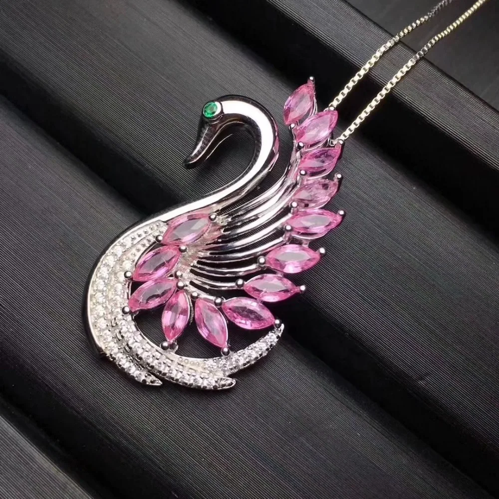 Fidelity natural 2.5*5mm pink sapphire s925 sterling silver Pendants fine jewelry gfit for women party gemstone | Украшения и