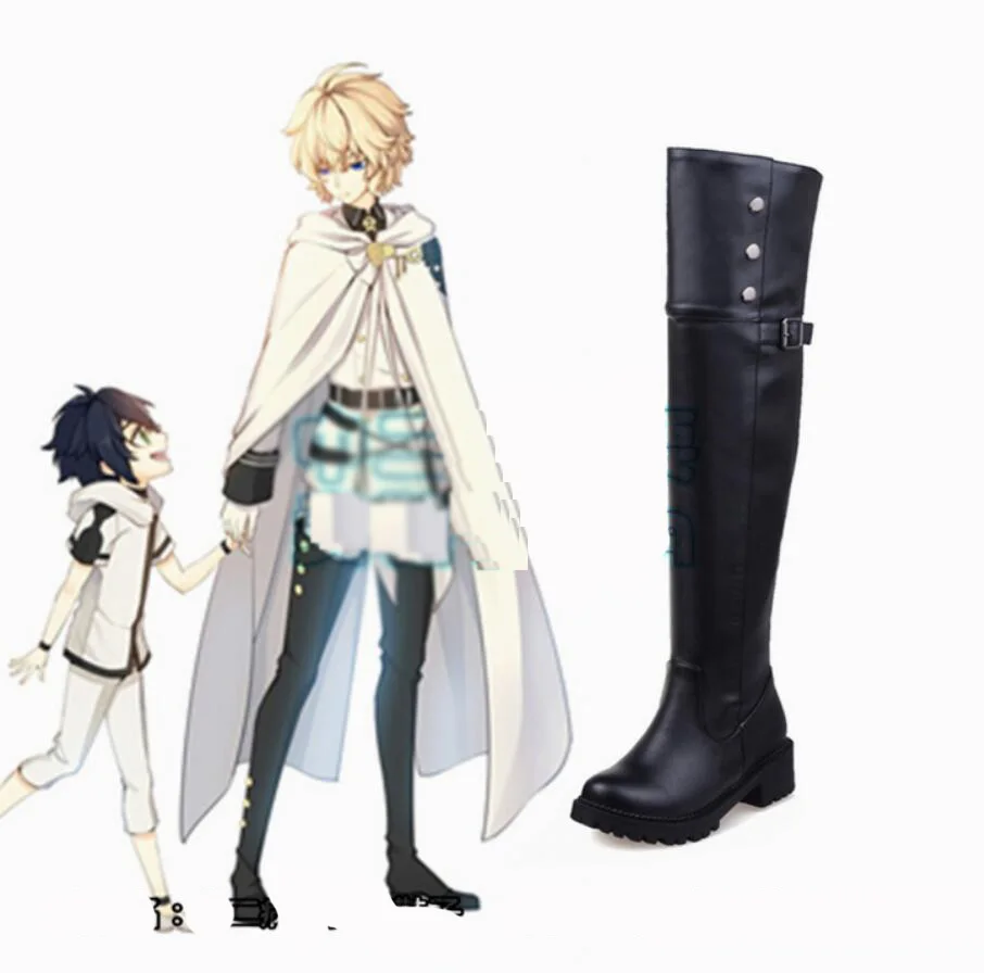 

Костюм для косплея Seraph of the end Yuichiro Hyakuya черного Батлера Панк Лолита обувь в стиле панк спортивные сапоги принцессы на высоком каблуке