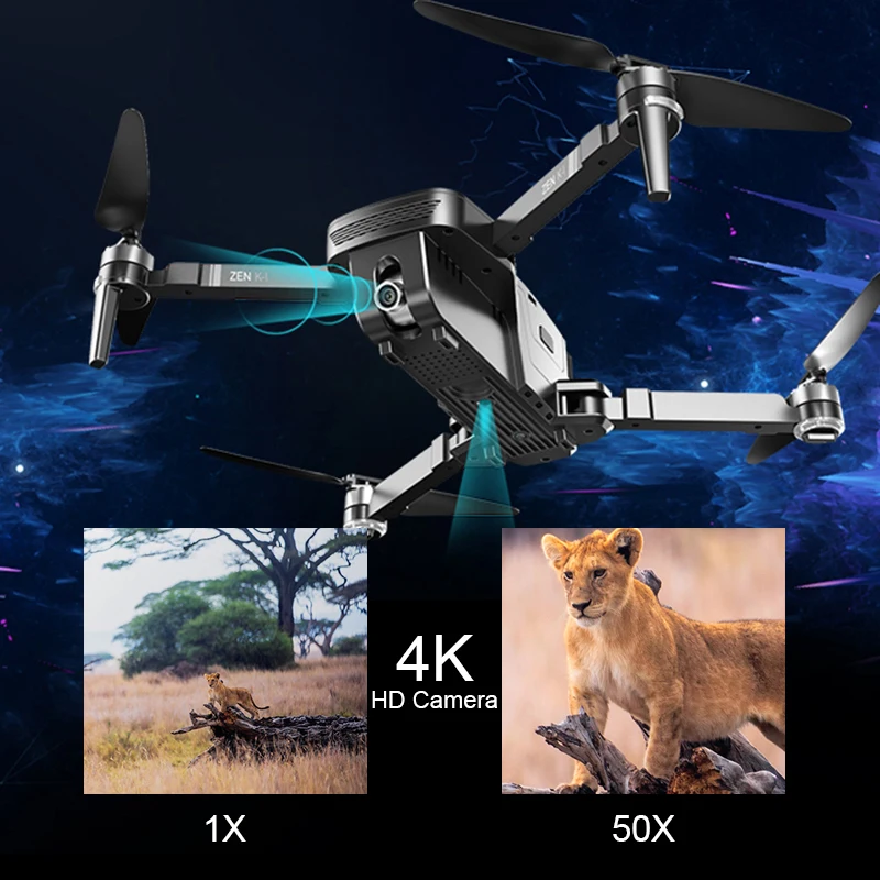 Беспилотник Visuo ZEN K1 Радиоуправляемый GPS 4K HD двойная камера управление жестами Wi-Fi
