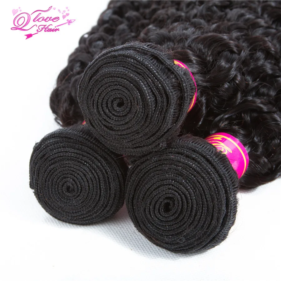 

QLove Hair 4 Bundles Kinky Curly Peruvian Hair 100% Remy Human Hair Natural Color Bundles Hair Extensions