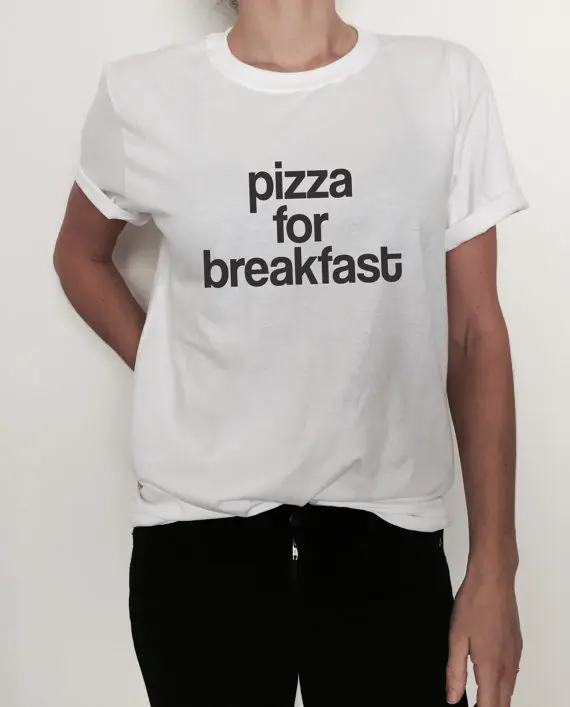 Женская хлопковая Футболка с буквенным принтом Пицца на завтрак повседневная