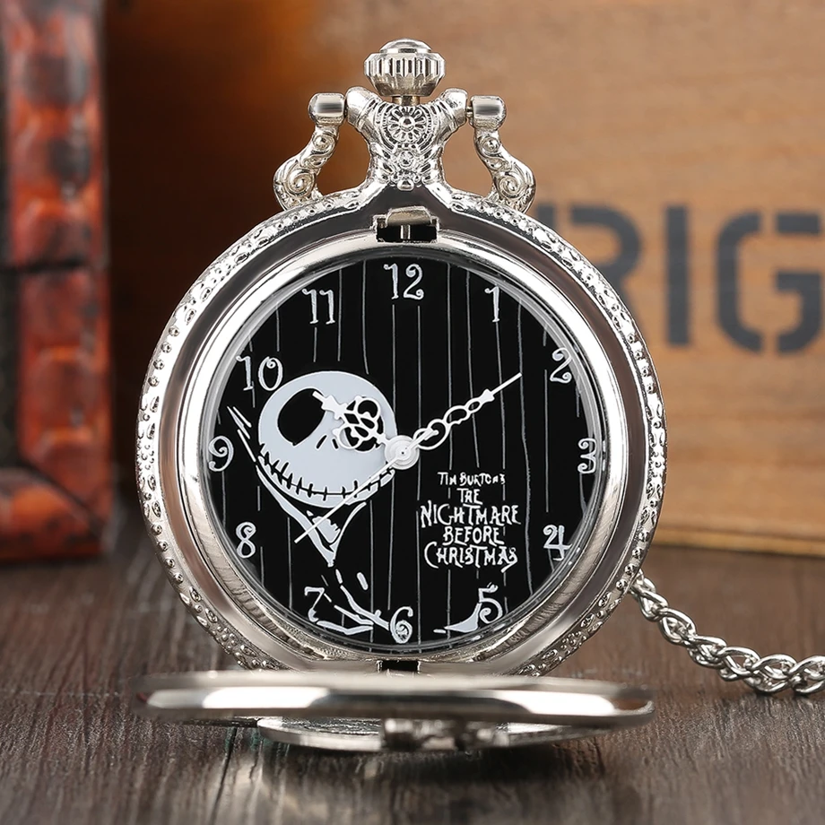 Модный крутой Кошмар перед Рождеством Джек Скеллингтон Tim Burton кварцевые мужские и женские Fob карманные часы винтажные подарки