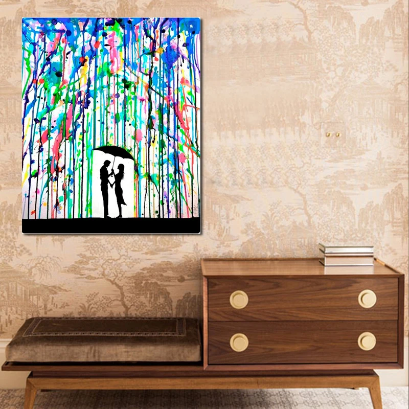 

Wonderful Hand Painted Oil Painting Romantic Love Decorative Pictures Modern Art Home Decoration