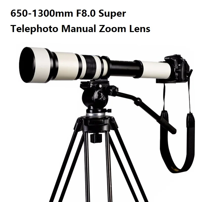 Фотообъектив Lightdow 650 1300 мм с ручным зумом и кольцом адаптера T2 для цифровых