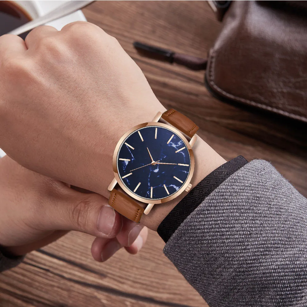Мужские коричневые кожаные кварцевые наручные часы Reloj de hombre W|Кварцевые мужские