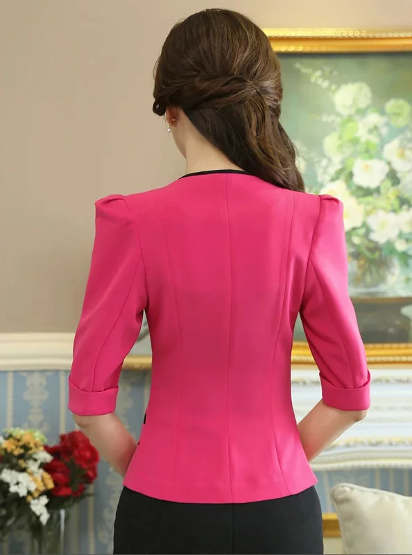 

2 Pieces Set New style Black Half Sleeve Suit formal Office work wear blazer with skirt women's professional skirt suits sets