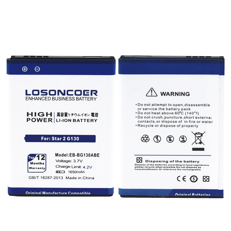 LOSONCOER 1650 мАч EB BG130ABE аккумулятор хорошего качества для Samsung Galaxy Star2 G130 Star Pro 2