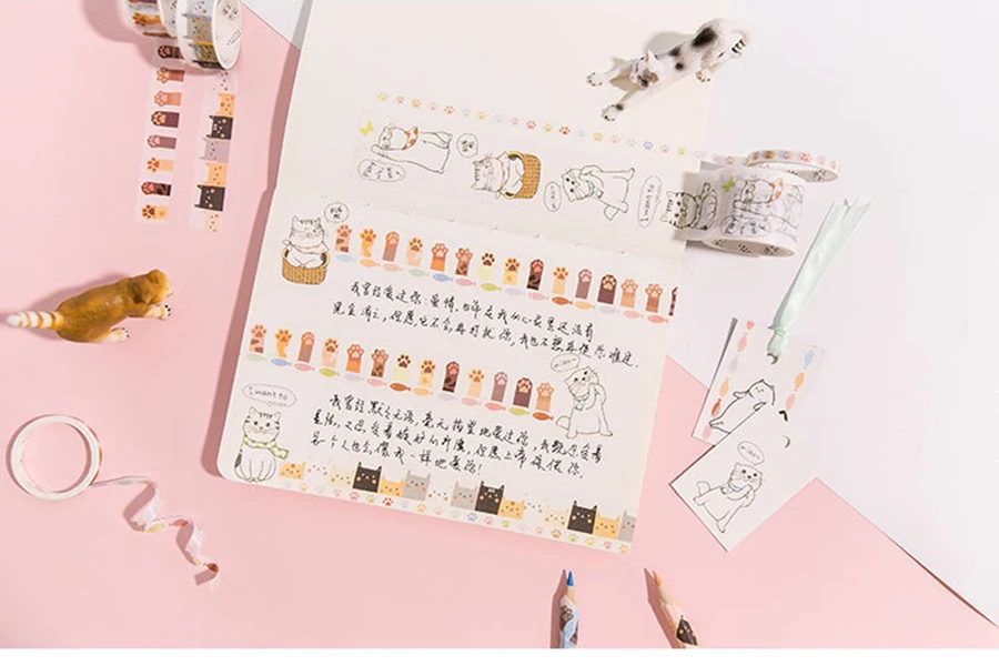 6 шт./кор. 5-50mm* 3 м милый кот комплект лента washi DIY декоративная лента для скрапбукинга изоляционная лента клейкая лента этикетка наклейка канцелярские