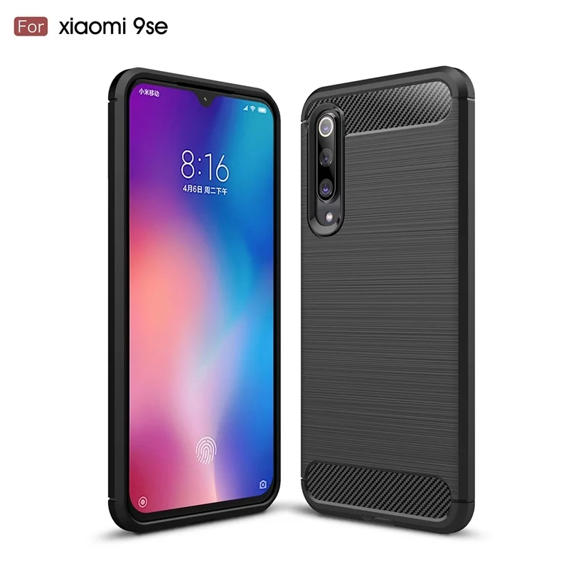 

For Xiaomi 9 Se / Xiaomi 9se Carbon Fiber Case Anti-knock Soft Tpu Brushed Rugged Rubber Armor Silicone Hybrid Phone Cover Case