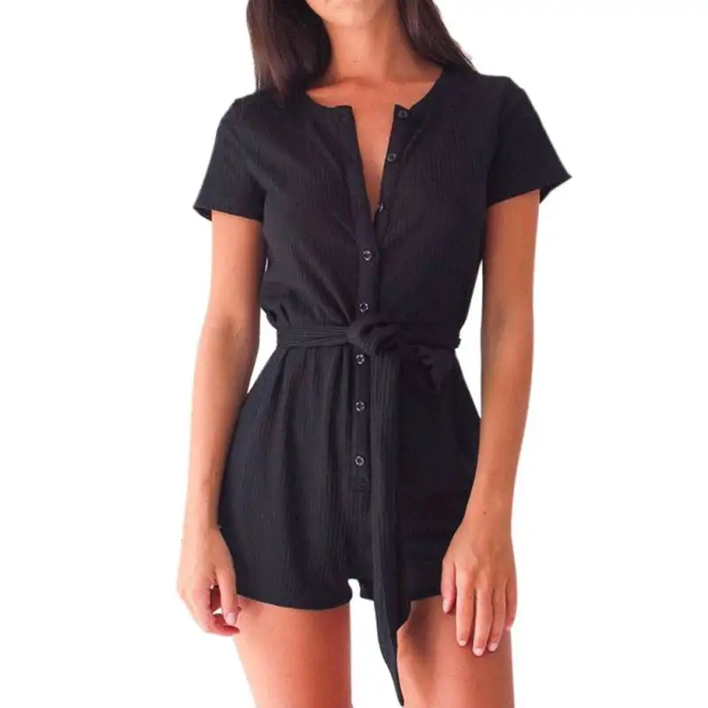 Новые пикантные женские короткий рукав soild Цвет хлопок Подпушка Playsuit Ползунки