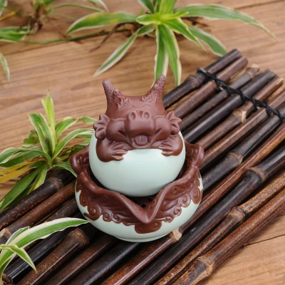 Dragon Китайский Зодиак фиолетовый глина Celadon чайный горшок чашка для чая, гайвань, портативный дорожный чайный сервиз, в форме животного чайный сервиз керамика чайная чашка Quik - Цвет: Dragon