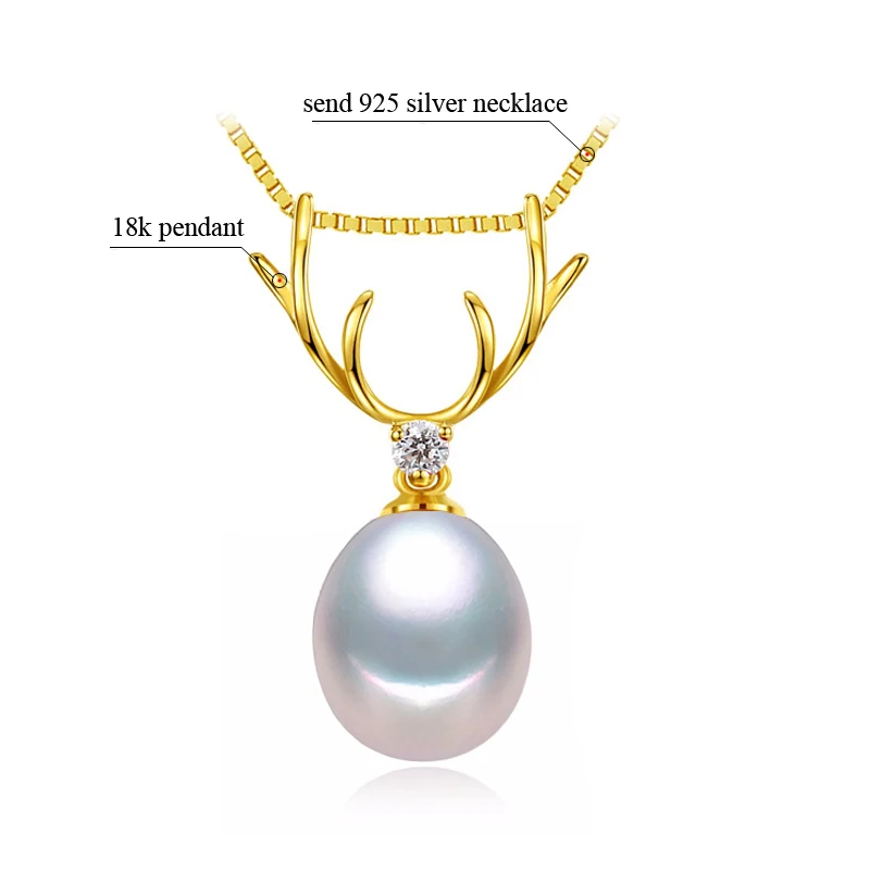 

MINTHA 18K Gold deer pendant pearl Jewelry antlers necklaces & 18K yellow gold pendant for lovers send s925 silver necklaces
