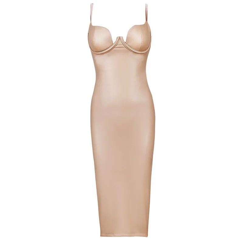 Бесплатная доставка новинка 2016 женское черное Бандажное платье из кожзаменителя