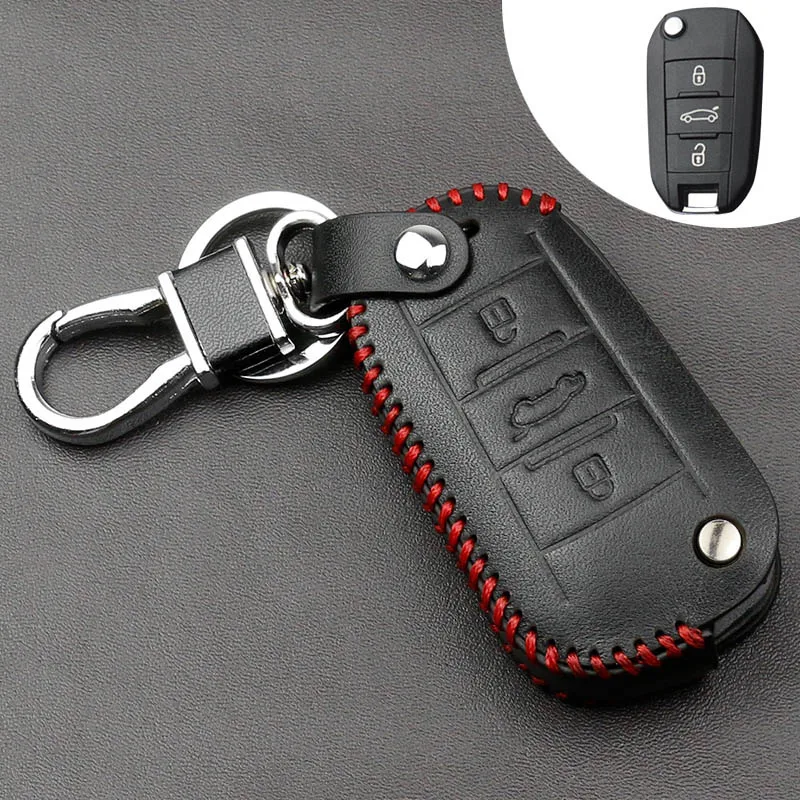 SNCN Чехлы для ключей из натуральной кожи Peugeot 107 207 307 308 407 607 206 208 301 406 408 508 2008 3008