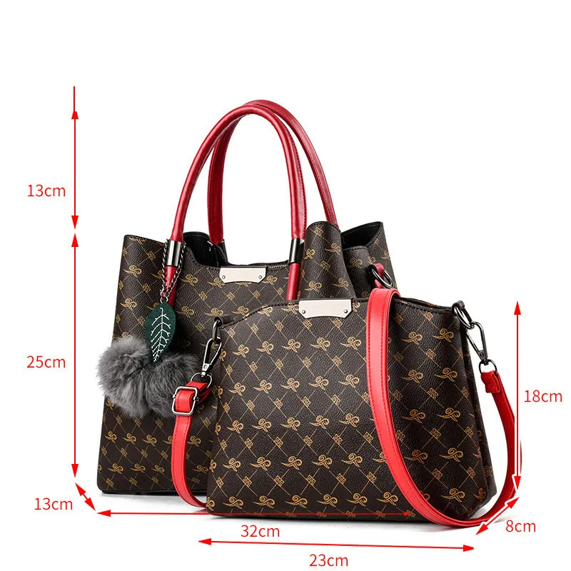 Women PU Leather Handbags Set 2 Pcs Handbag Women Ladies Hand Bags Shoulder Bag for Women Messenger Bag Sac a Main