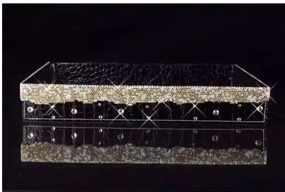champagne Diamond Европа роскошные 35*25 см Искусственная кожа+ Diamond косметики лоток для хранения Главная Свадебные украшения поднос деревянный поднос PTP13 - Цвет: champagne Diamond