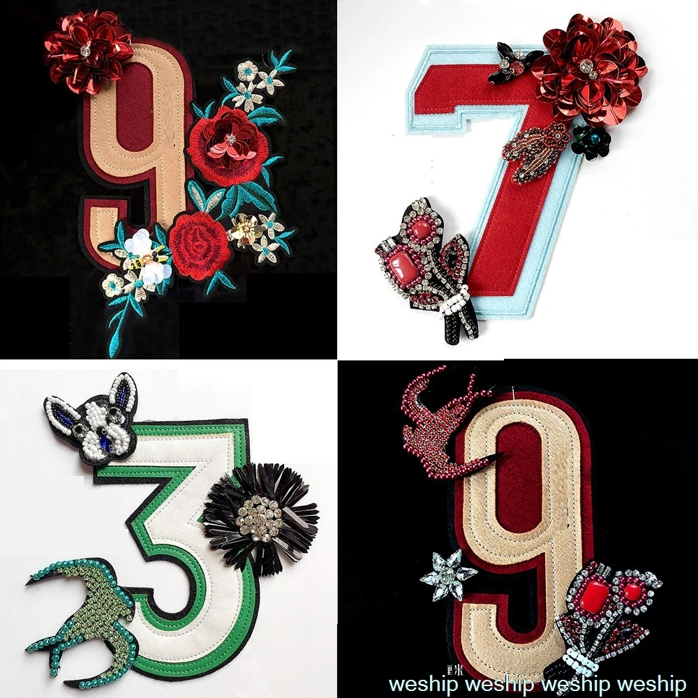 Personality Sequins and Embroidery patch Applique Handmade Rhinestone nail bead 3D for Jacket/Down Jackets DIY | Дом и сад