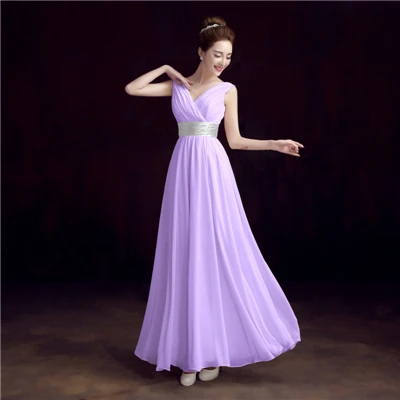 Robe de soiree вечернее платье с v-образным вырезом простое однотонное Плиссированное Шифоновое Платье Vestidos de festa платья для выпускного вечера на заказ - Цвет: Purple long style
