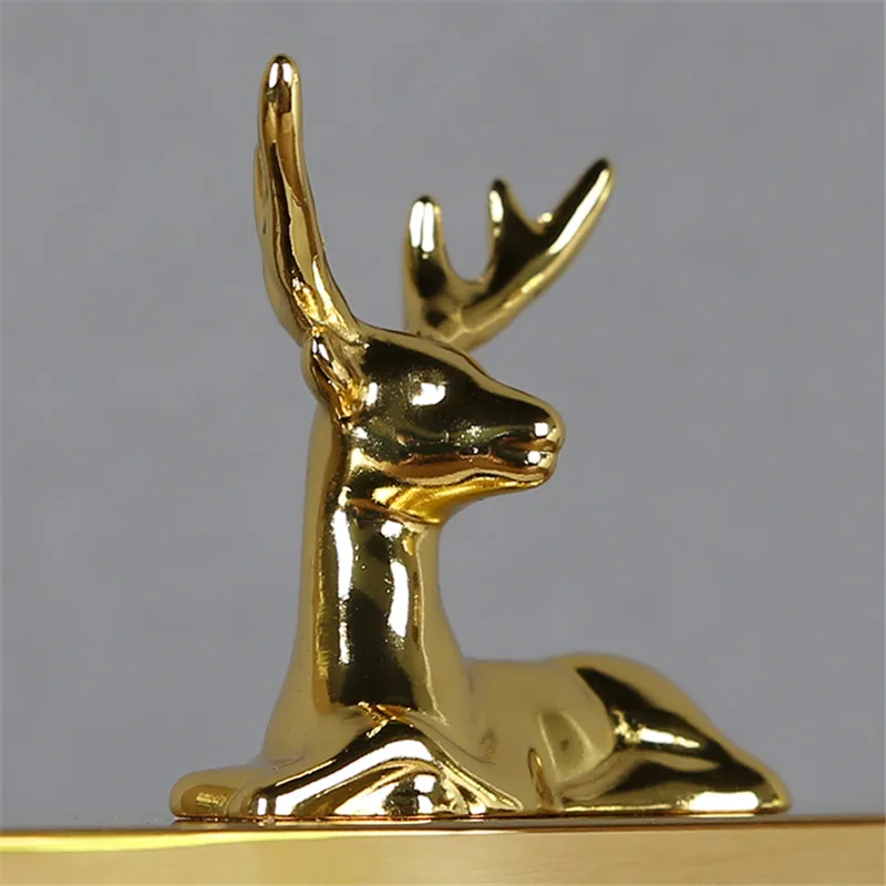 White Shell Metal Clock with Deer Living Room TV Cabinet Desk Decoration Creative Ornaments Best Gift | Дом и сад