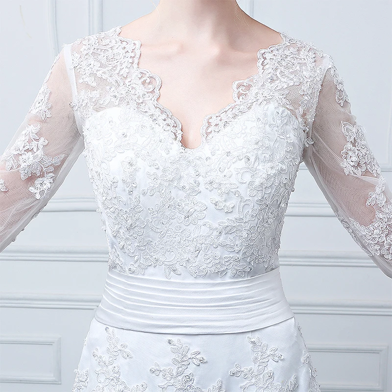 WUZHIYI Vestidos De Noivas V Neck Wedding Dresses Boho Lace Appliques Pleated A Line Bridal Gowns Custom Made Robe Mariee | Свадьбы и