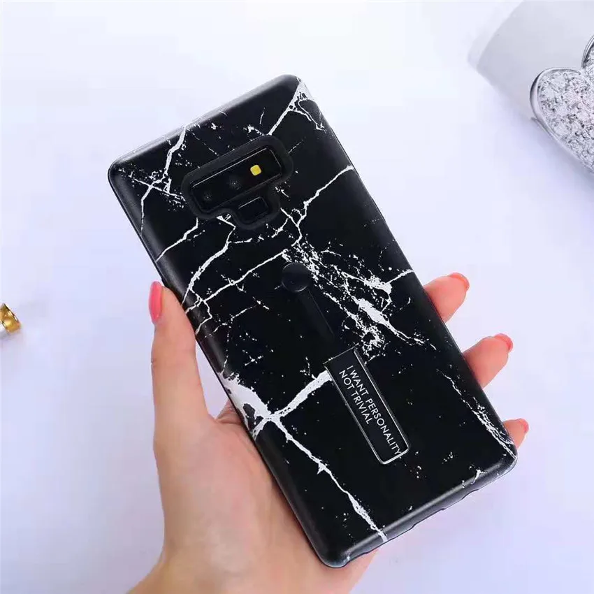 Ретро мраморный чехол для samsung Galaxy Note 9 модный скрытый держатель силиконовый