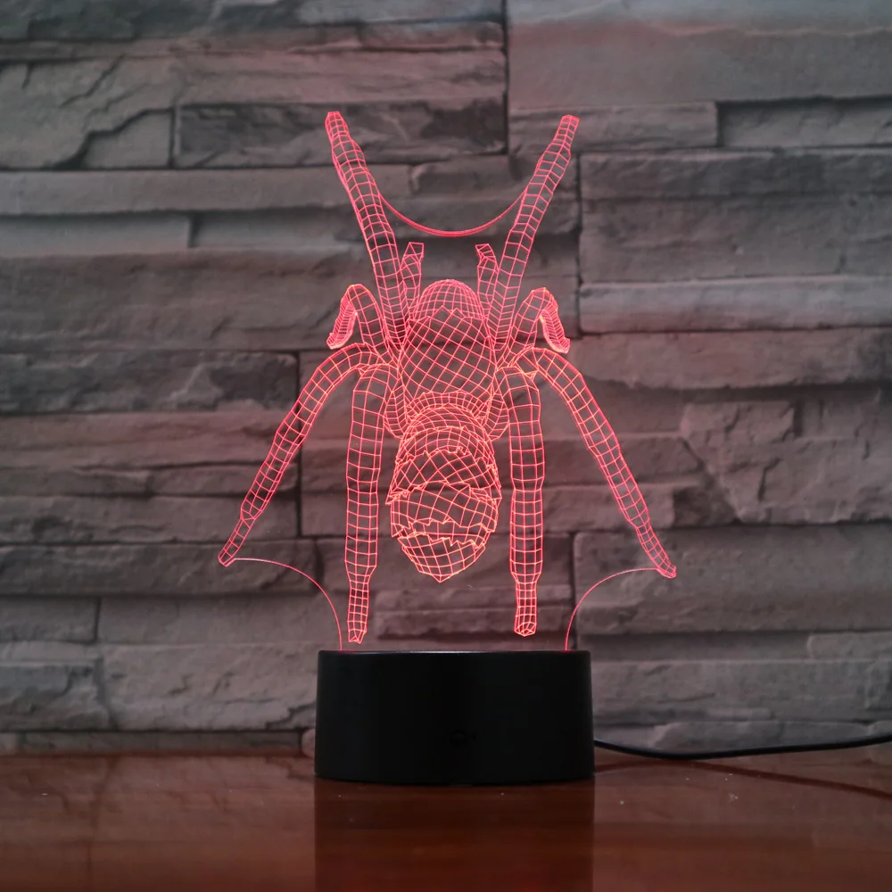 3D настольная лампа в виде паука светодиодный ночник для детей сенсорный