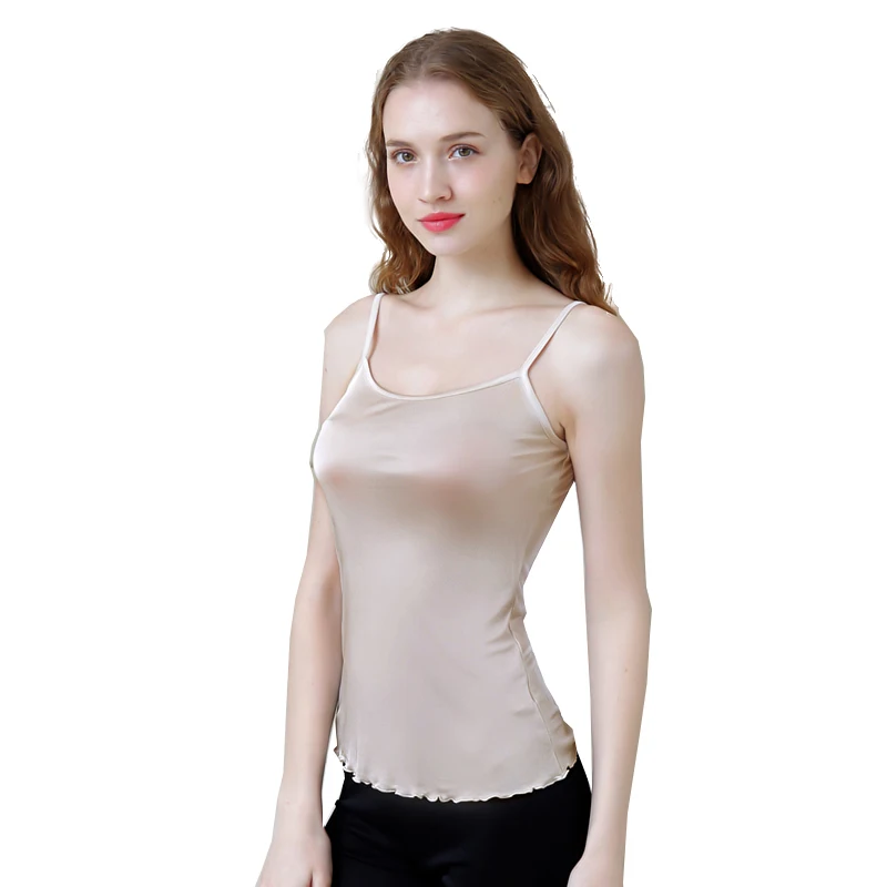 Fashion New Summer Soft Women 100% Silk Camisoles Tank Top Black White YH96 | Женская одежда