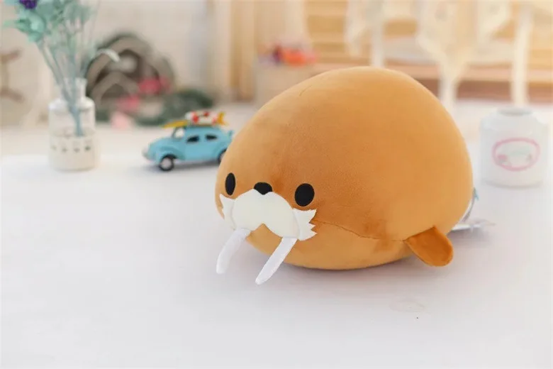 Милая плюшевая игрушка морж мультяшный коричневый кукла подарок около 20 см