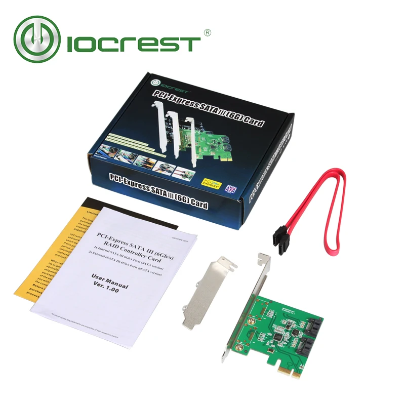 IOCREST 2 порта SATA III PCI-e 0x1 RAID карта с низкопрофильным кронштейном | Компьютеры и офис