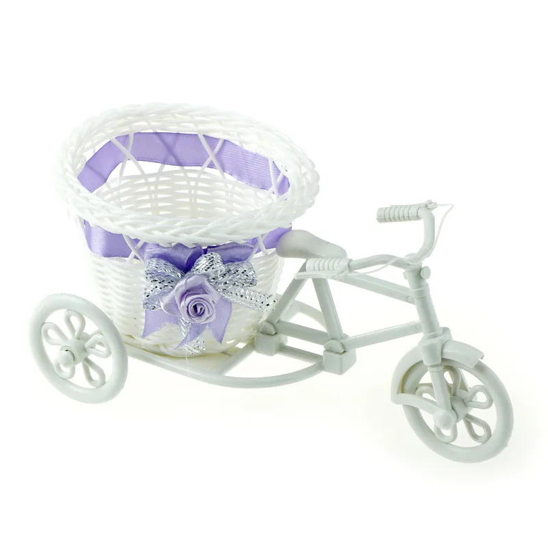 1pcs-colour random Excellent White Tricycle Bike Flower Basket Container For Flower Plant Home Decor Vase - Цвет: 1pcs-colour random