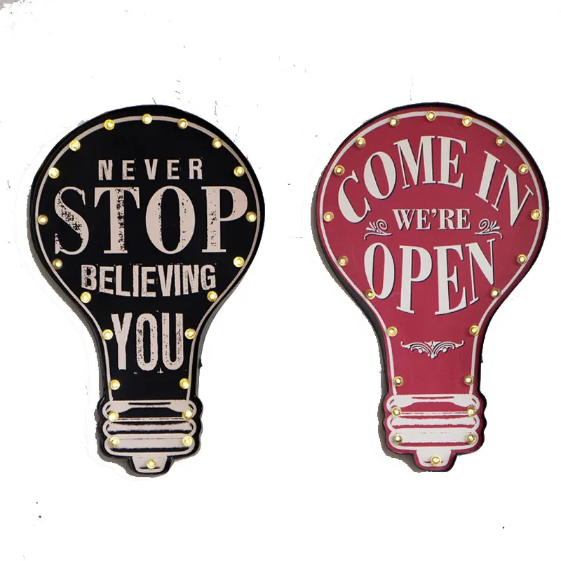 

American Country Retro Light Bulb Wall Decoration LED Light Ornament Creative Bar Cafe Shop Wall Murals Night Hanging Wall Lamps