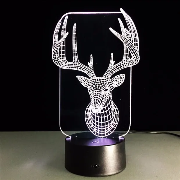 Олень спальня лампа Красочный USB милый 3D Рождество офис домашнее украшение